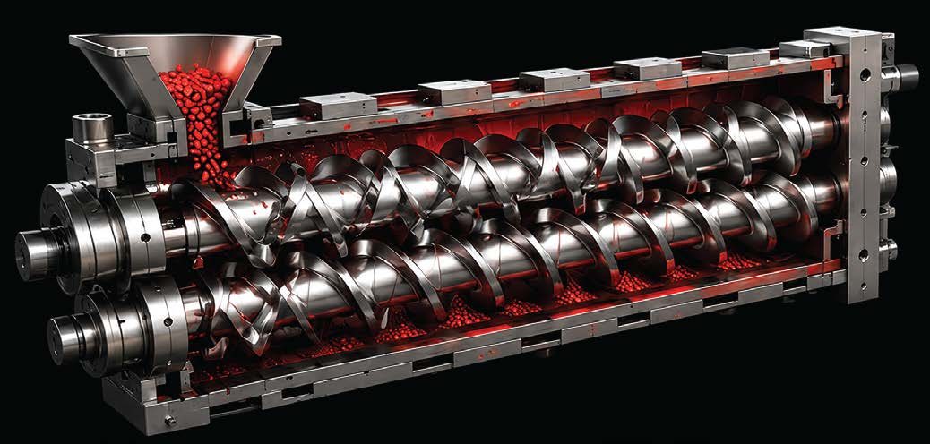 Counter-rotating twin screw extruder