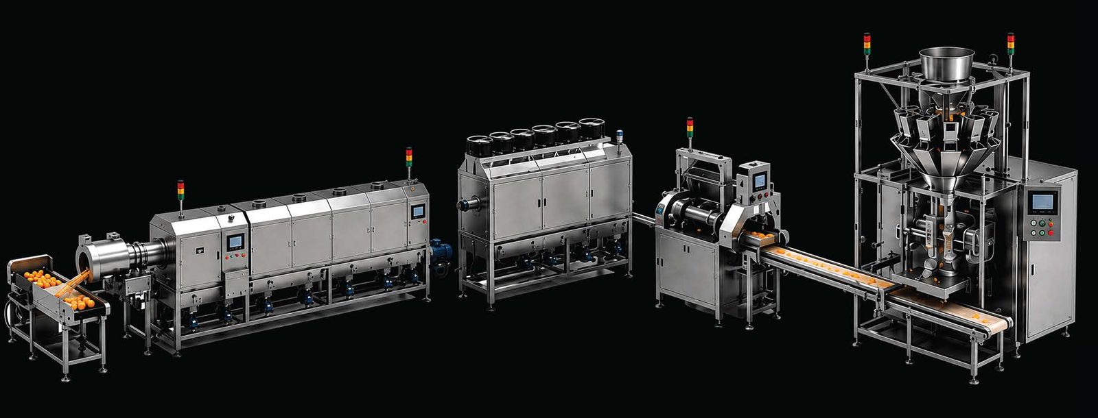Downstream extrusion processing line