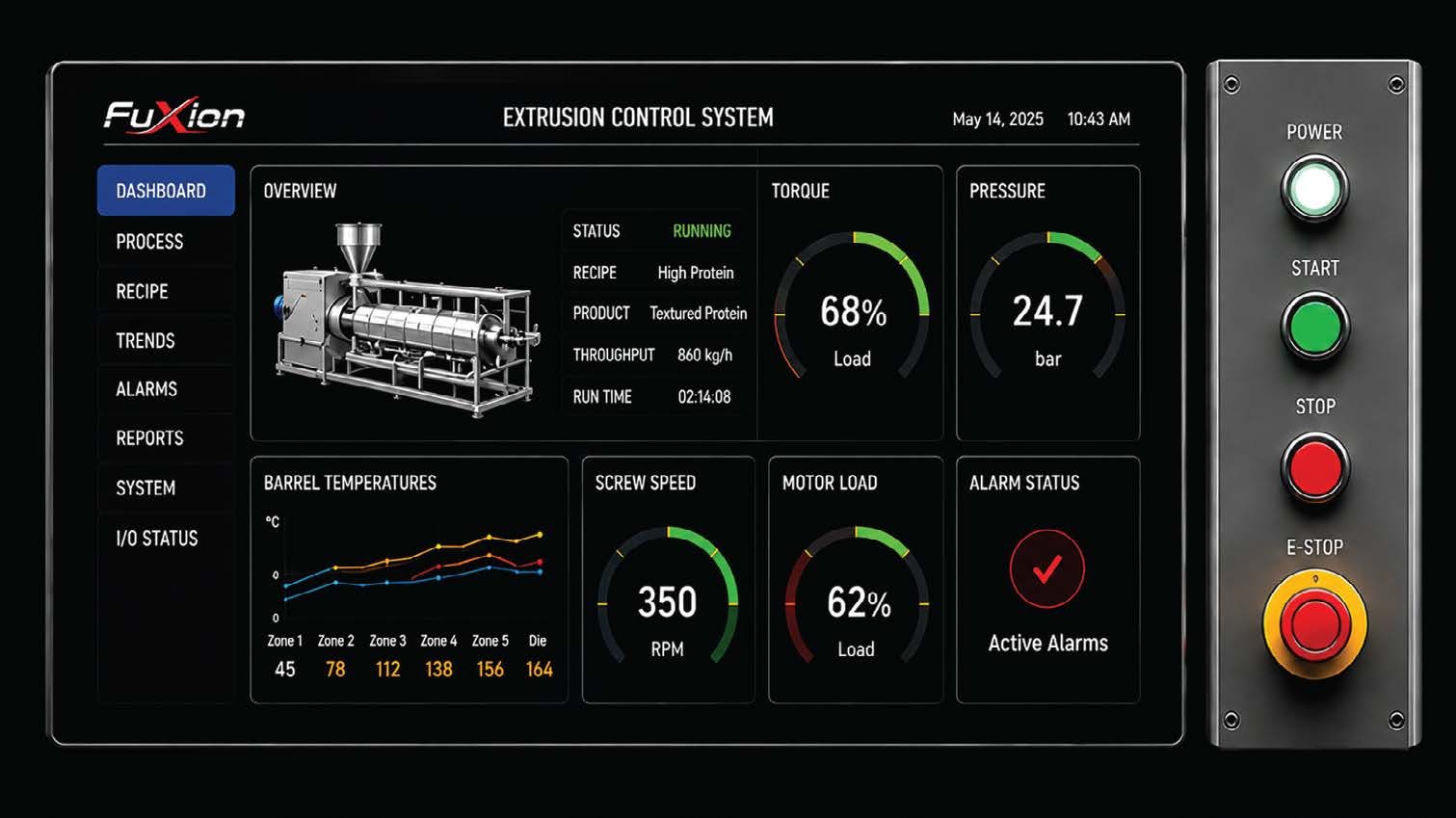 Fuxion extrusion control system HMI